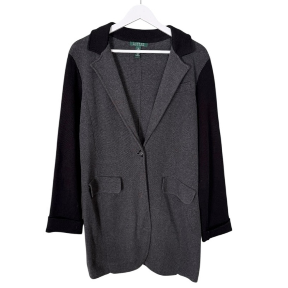 Lauren Ralph Lauren Colorblock Sweater Blazer Grey Black Women’s Size XL